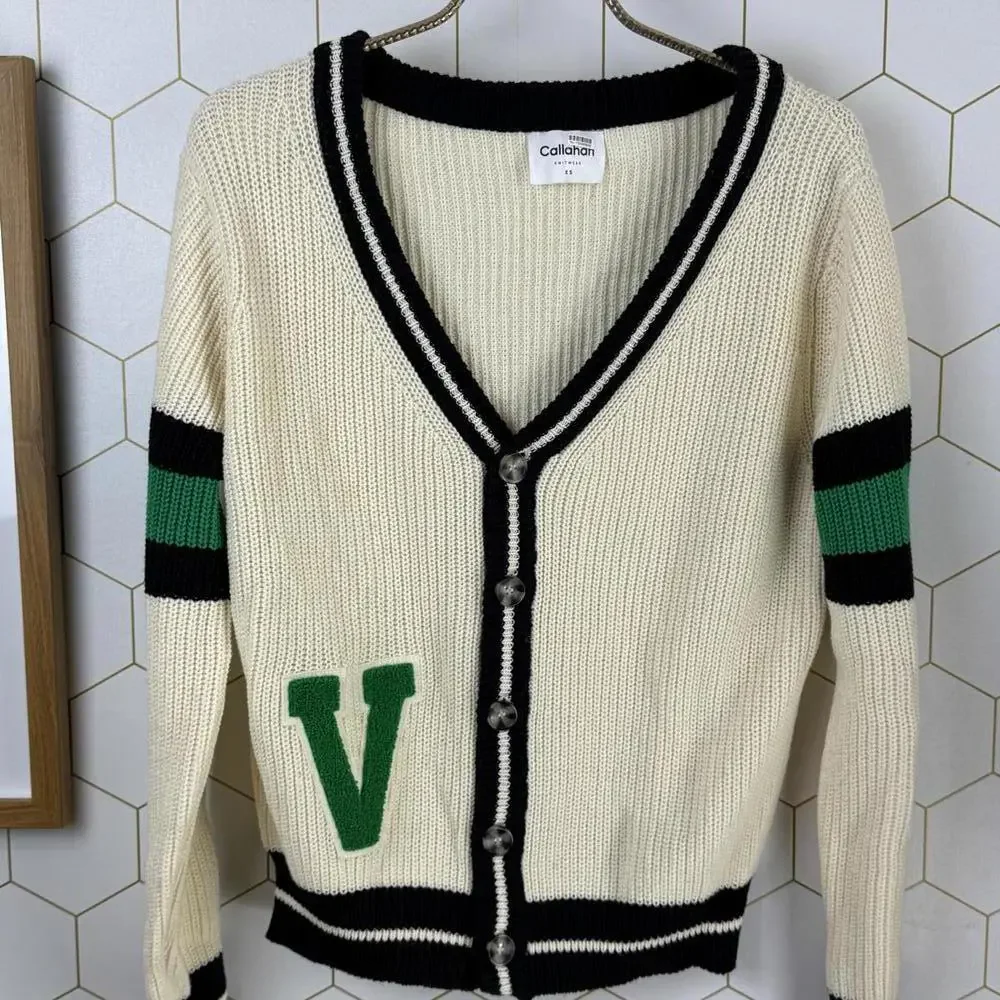 Callahan from Anthropologie Cream Relaxed Fit Collegiate Cardigan - Size - XS - Picture 7 of 8